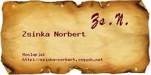 Zsinka Norbert névjegykártya